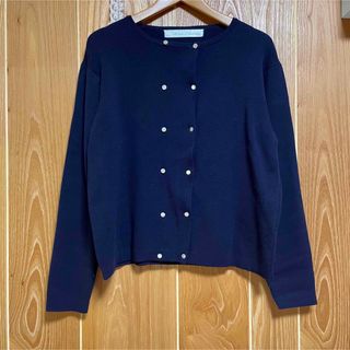 ドットアンドストライプスチャイルドウーマン(Dot&Stripes CHILDWOMAN)のダブルボタンクルーネックカーディガン*chiid woman(カーディガン)