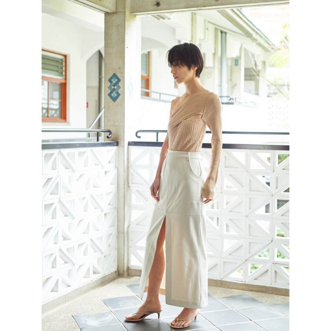 rosarymoon Double Satin Slit Skirt Ivory - ロングスカート