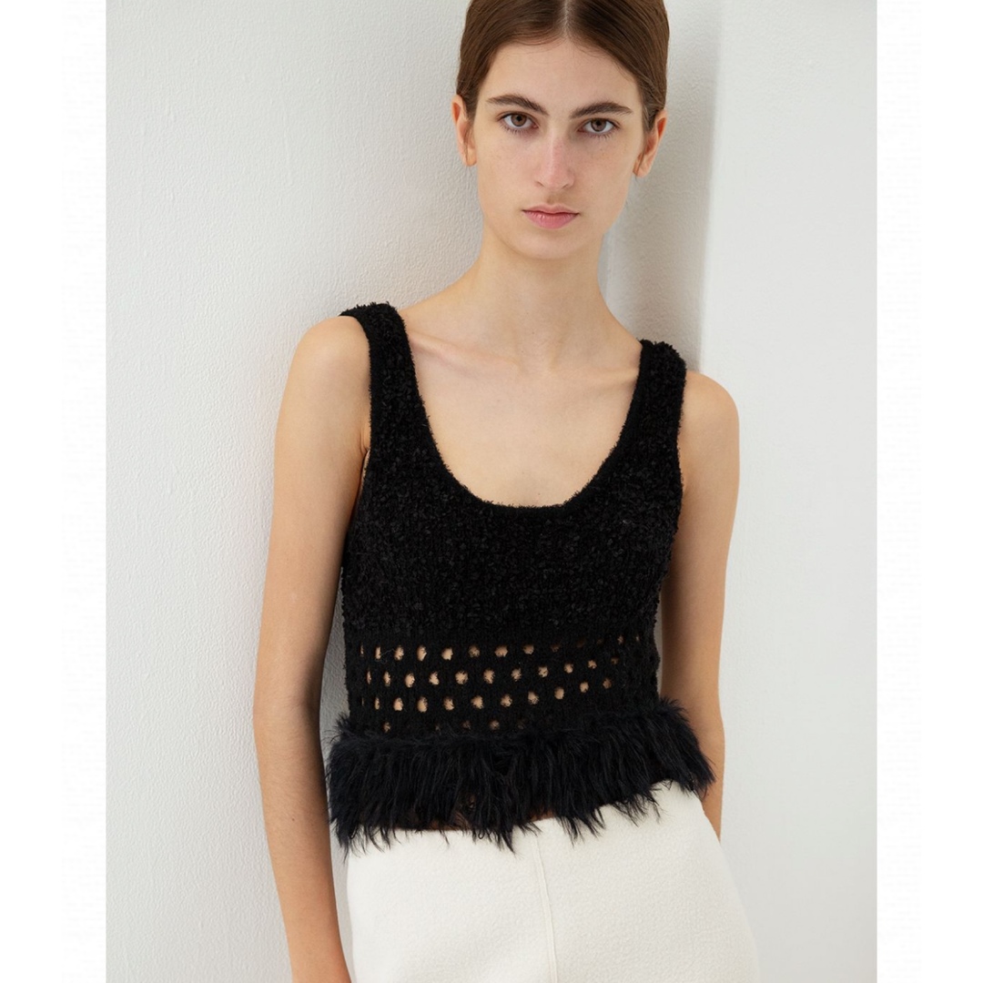 leinwande Fringe Knit Tank Top / Black