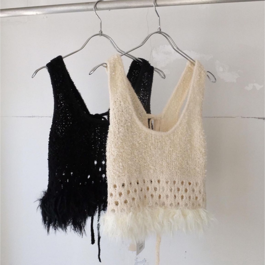 leinwande Fringe Knit Tank Top / Black レディースのトップス(ニット/セーター)の商品写真