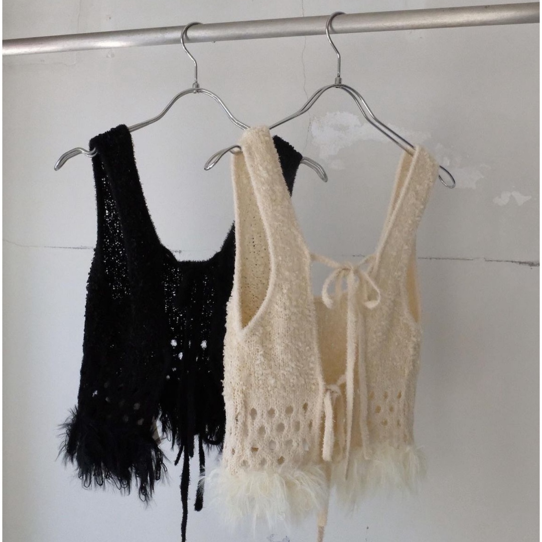 leinwande Fringe Knit Tank Top / Black レディースのトップス(ニット/セーター)の商品写真