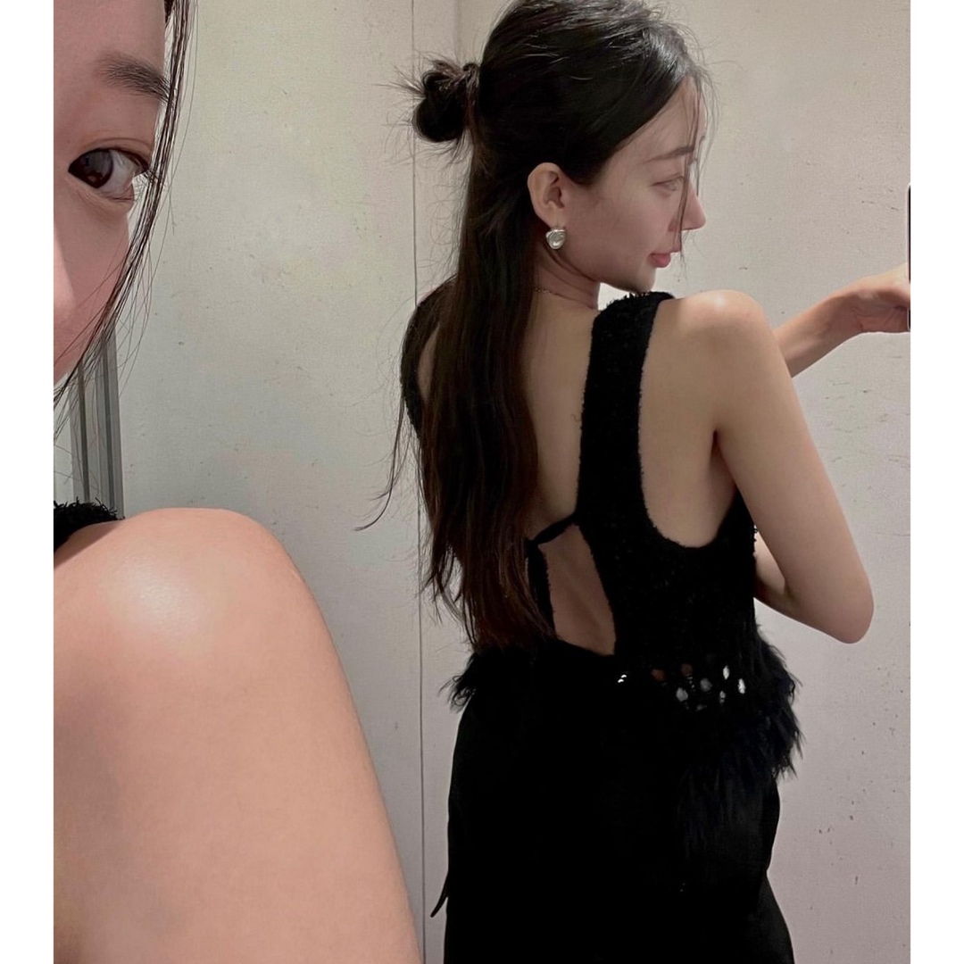 leinwande Fringe Knit Tank Top / Black レディースのトップス(ニット/セーター)の商品写真