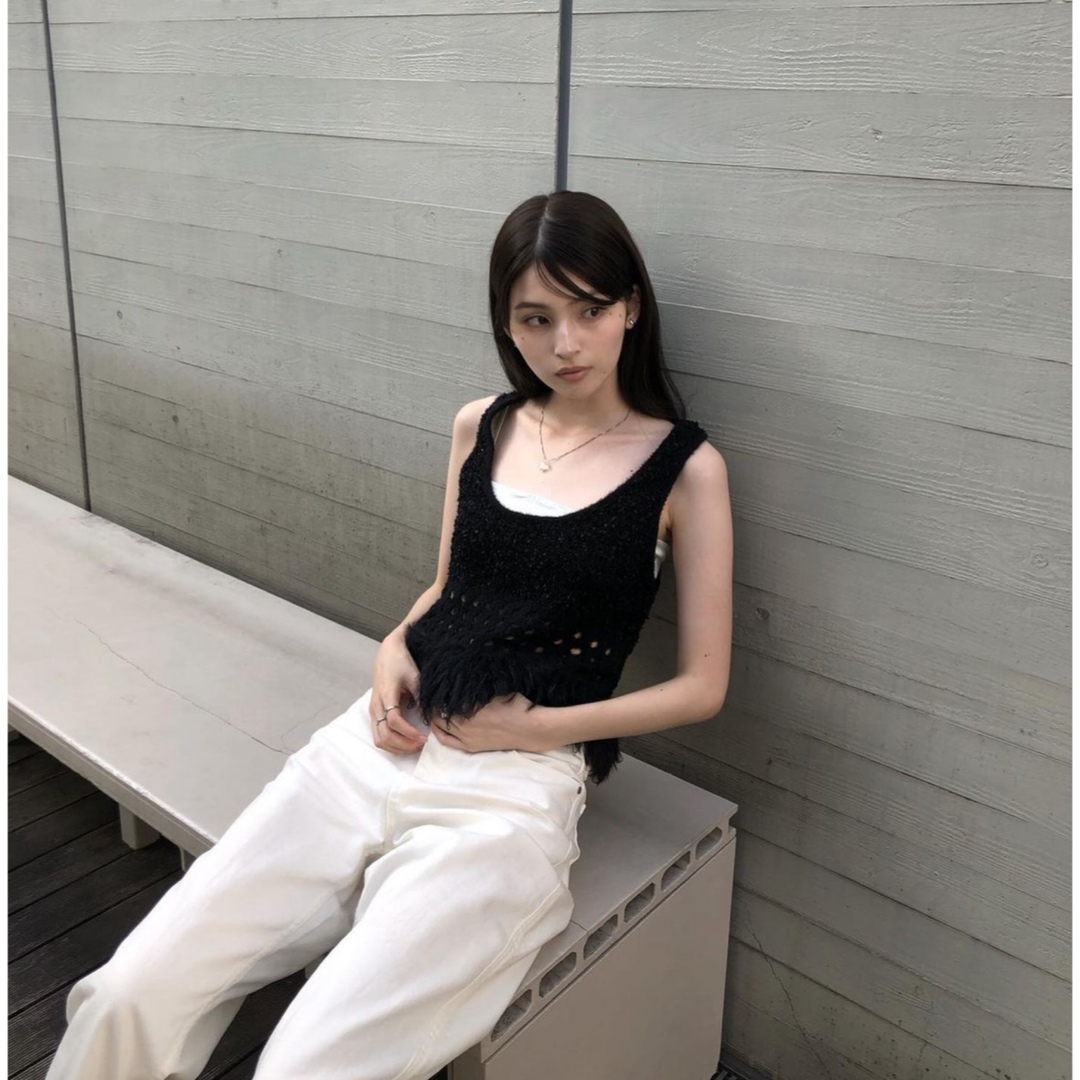 leinwande Fringe Knit Tank Top / Black レディースのトップス(ニット/セーター)の商品写真