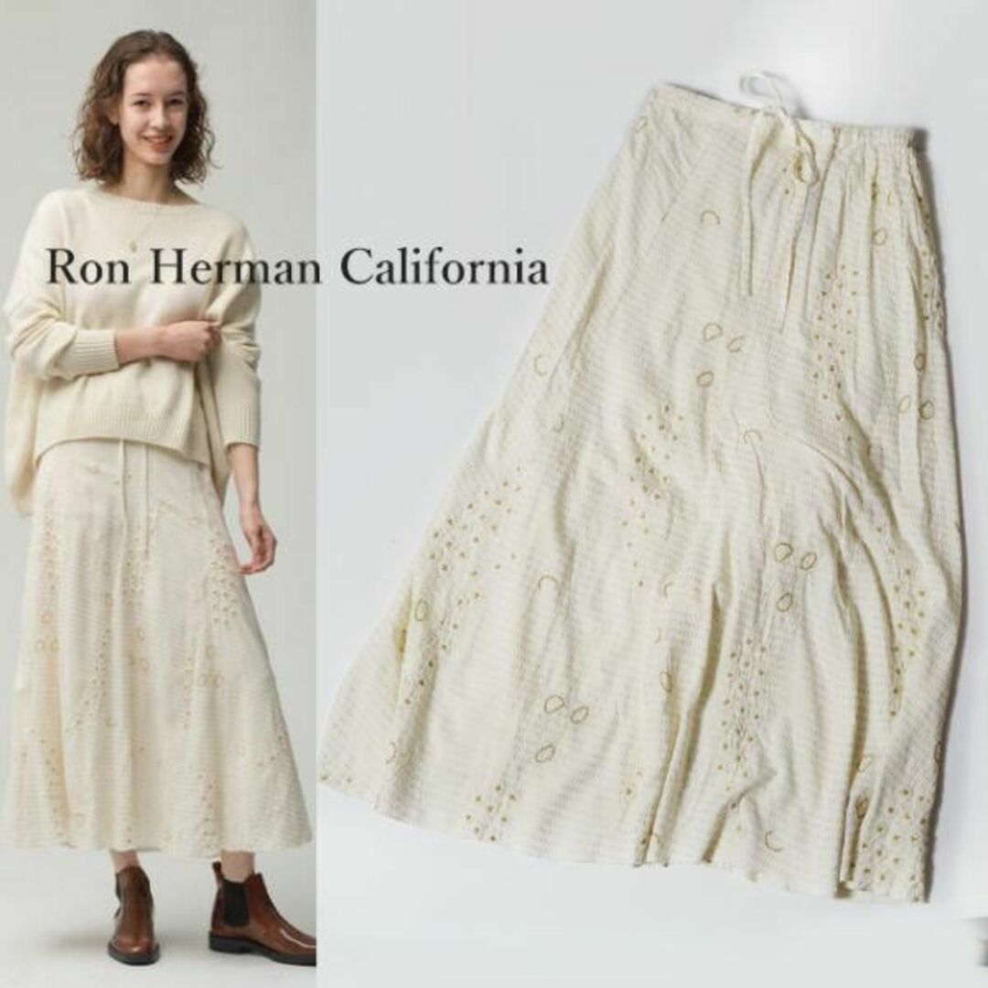 Ron Herman(ロンハーマン)のロンハーマン カリフォルニア 刺繍スカート アイボリー レディースのスカート(ロングスカート)の商品写真