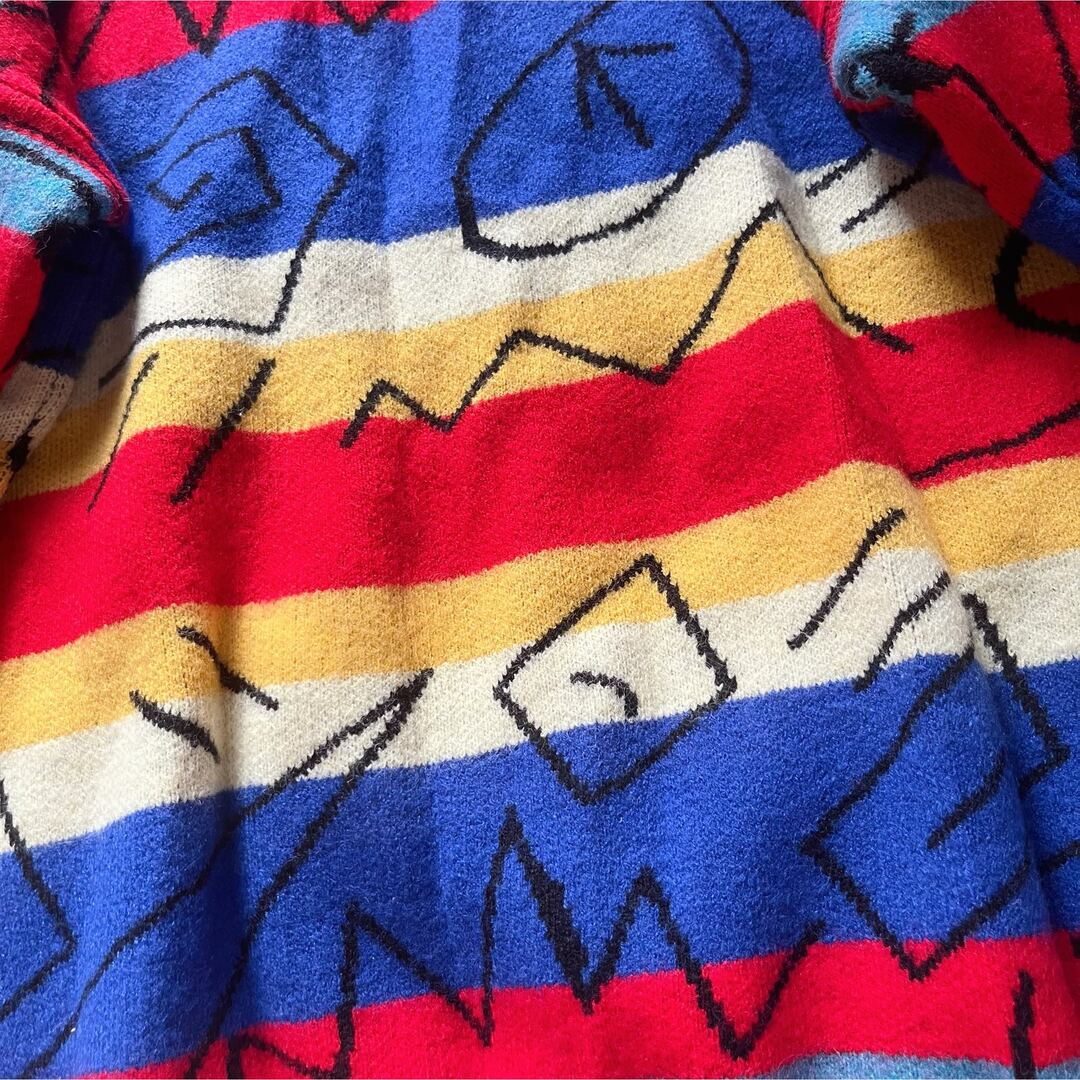 STUSSY - ribby&rose 古着 風 ボーダー 幾何学模様 カラフル ニットの