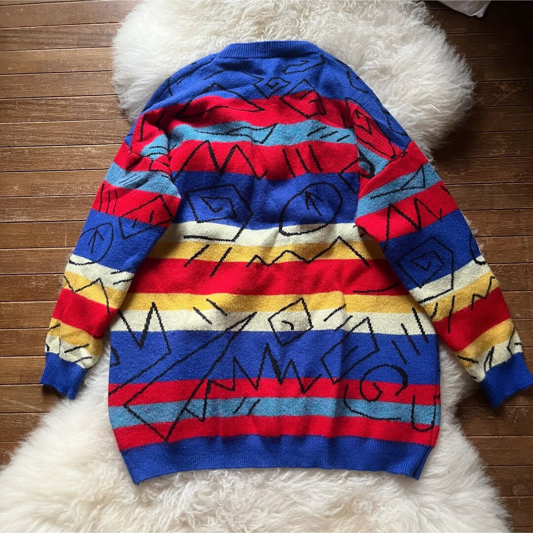 STUSSY - ribby&rose 古着 風 ボーダー 幾何学模様 カラフル ニットの