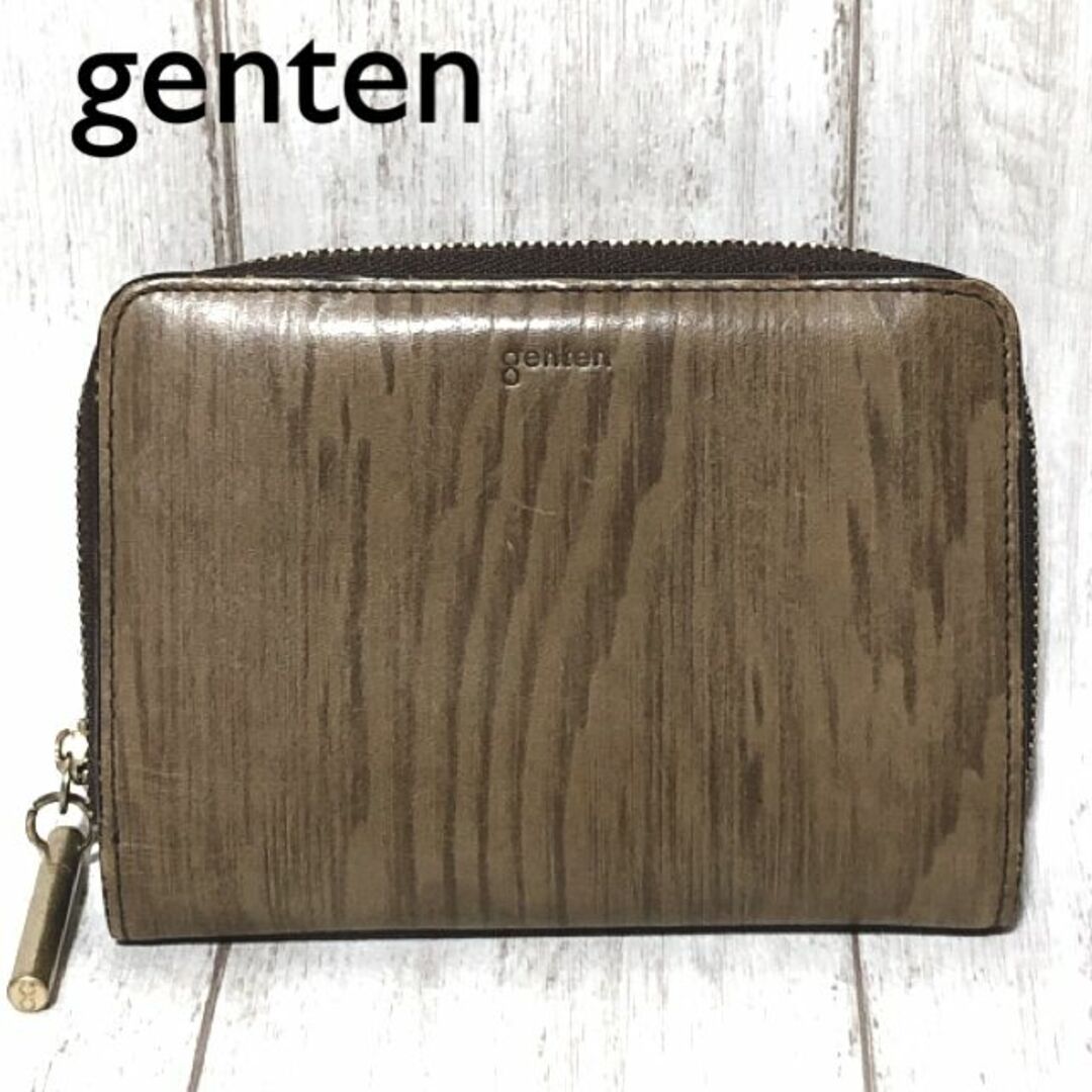 genten(ゲンテン)のgenten 二つ折り財布 WOODY/ゲンテン 木目調 レザーウォレット メンズのファッション小物(折り財布)の商品写真