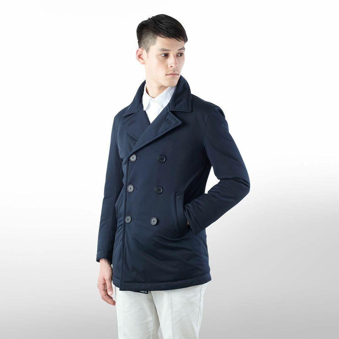 極美品『LACOSTE』ダウン ピーコート ダブルスーツに合わせて◎