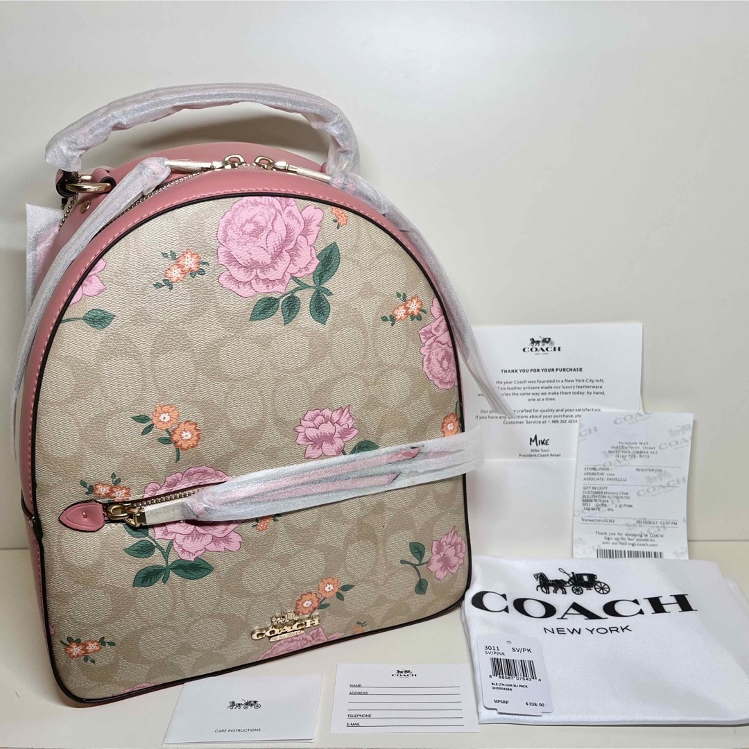COACH(コーチ)の✨新品✨コーチ COACH リュック バッグパック フラワー ピンク×カーキー レディースのバッグ(リュック/バックパック)の商品写真