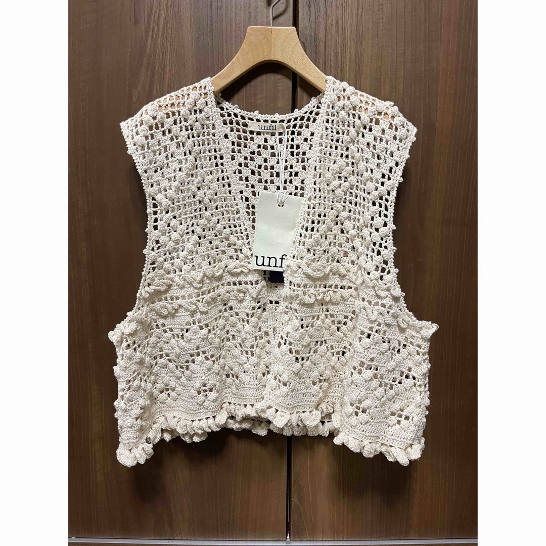 unfil　アンフィル　ベスト　hand-crochet cotton top