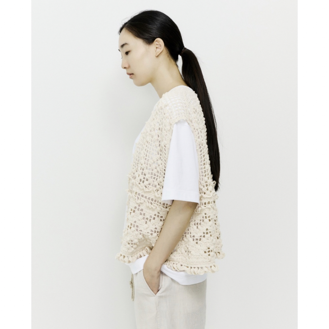 unfil　アンフィル　ベスト　hand-crochet cotton top