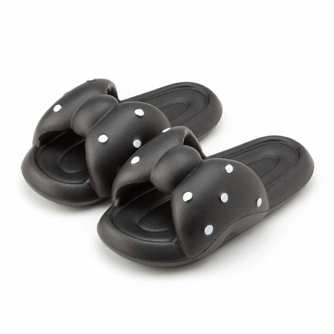 黒リボ25.5♡レディース 厚底サンダル♡歩きやすい 人気 スリッパ 外履き レディースの靴/シューズ(サンダル)の商品写真