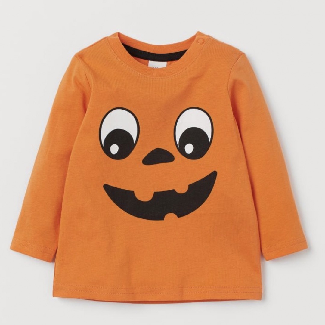 H&M(エイチアンドエム)のパンプキン　ロンT  size100 キッズ/ベビー/マタニティのキッズ服男の子用(90cm~)(Tシャツ/カットソー)の商品写真