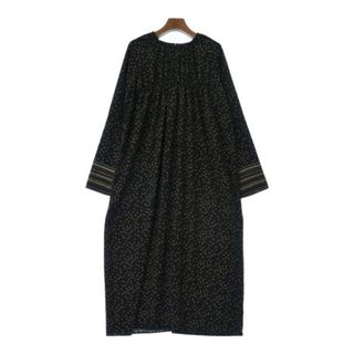 トゥデイフル(TODAYFUL)のTODAYFUL トゥデイフル ワンピース 36(S位) 黒x黄(総柄) 【古着】【中古】(ひざ丈ワンピース)