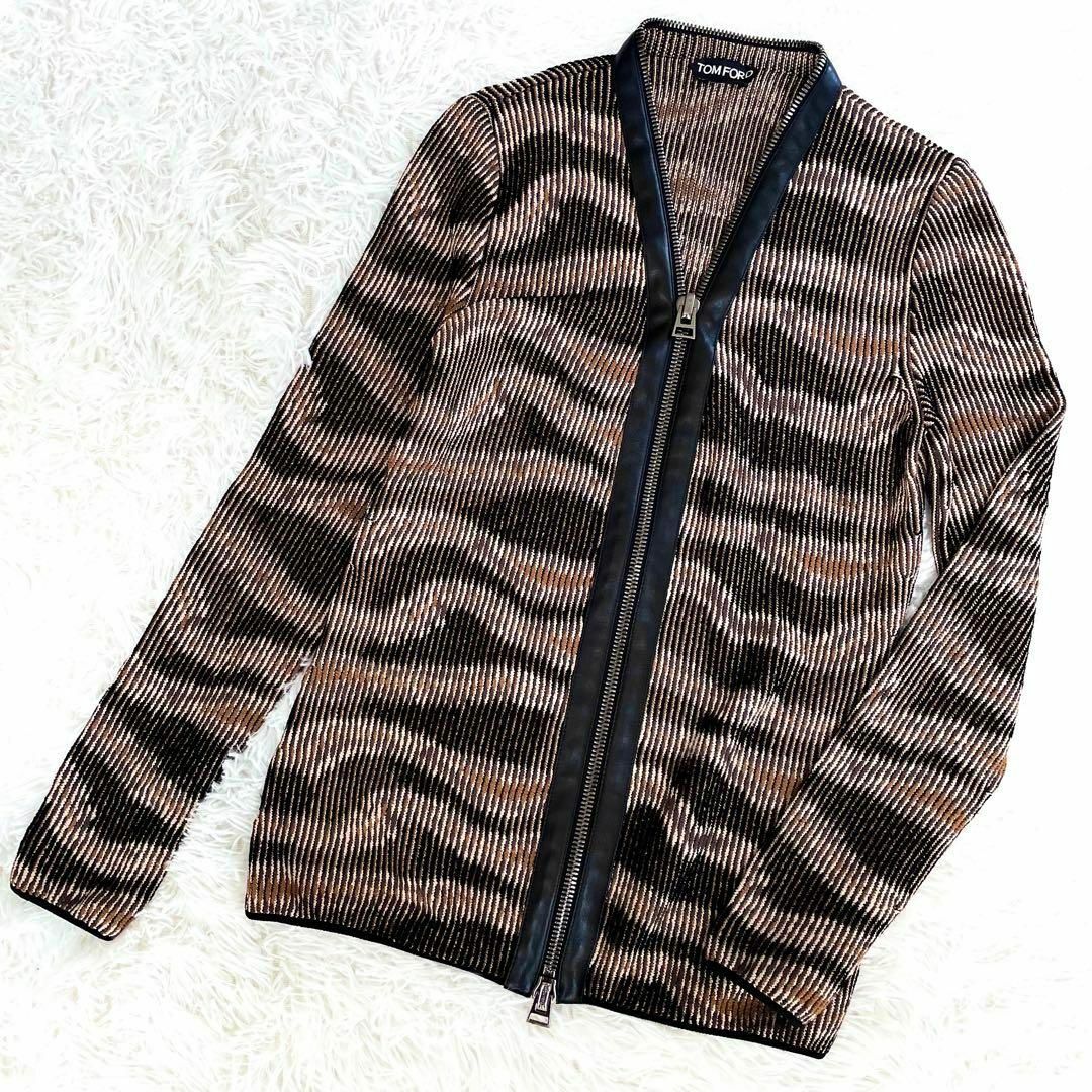 最高級『TOM FORD』ニット ジップアップ ジャケット レザー プリーツ | フリマアプリ ラクマ