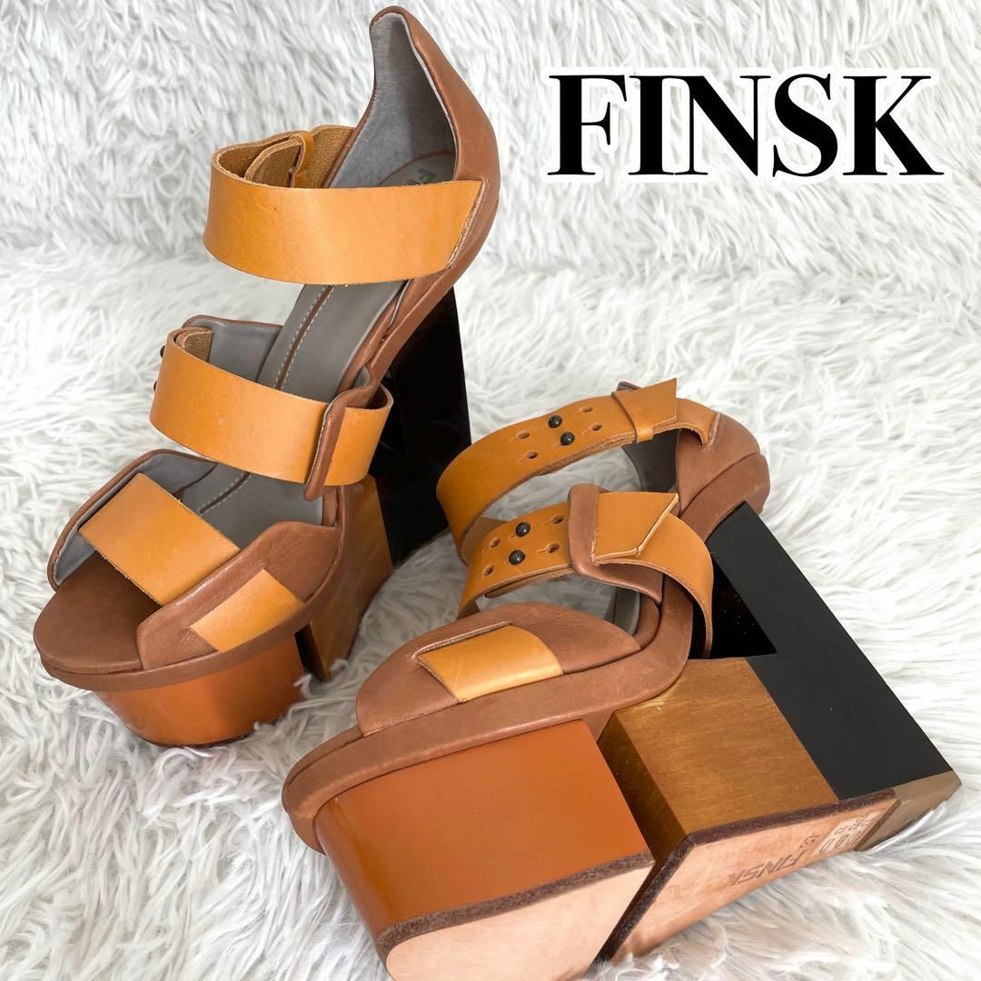 高級『FINSK』ハイヒール レザー ベルトサンダル