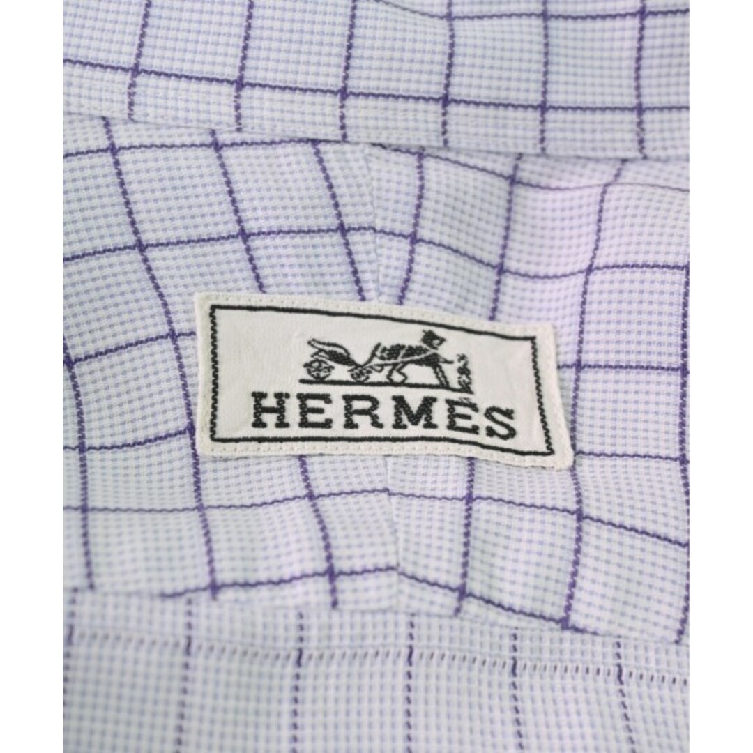 HERMES エルメス ドレスシャツ 39(M位) 青x紫(チェック)