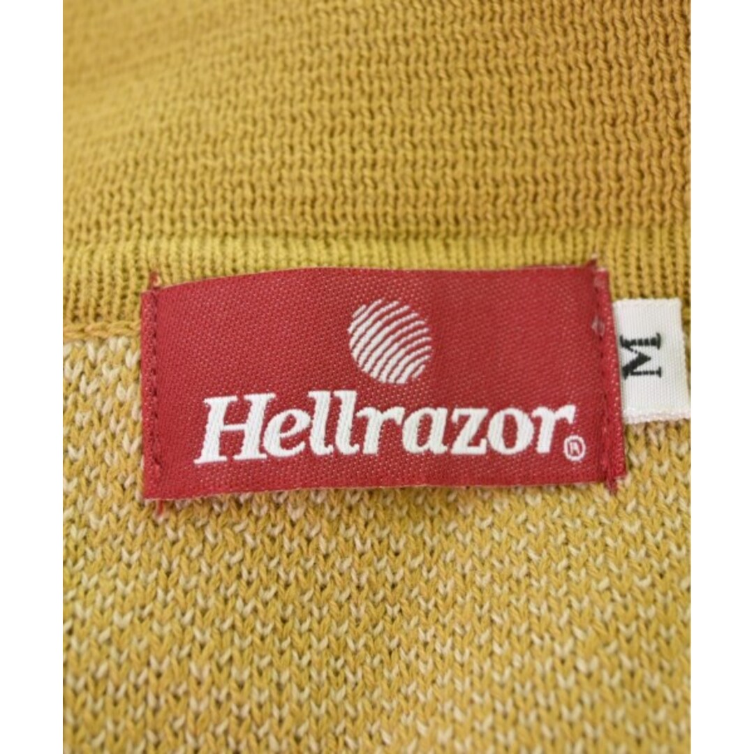 HELLRAZOR ヘルレイザー ニット・セーター M キャメルx白(総柄)プリントロゴゲージ
