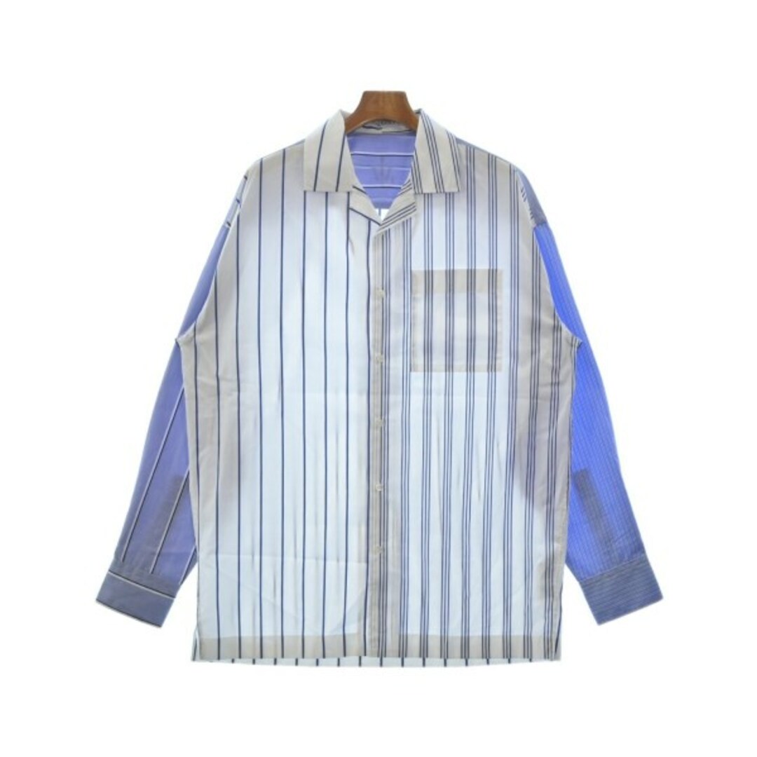 JW Anderson カジュアルシャツ 46(M位) 白x紺(ストライプ)