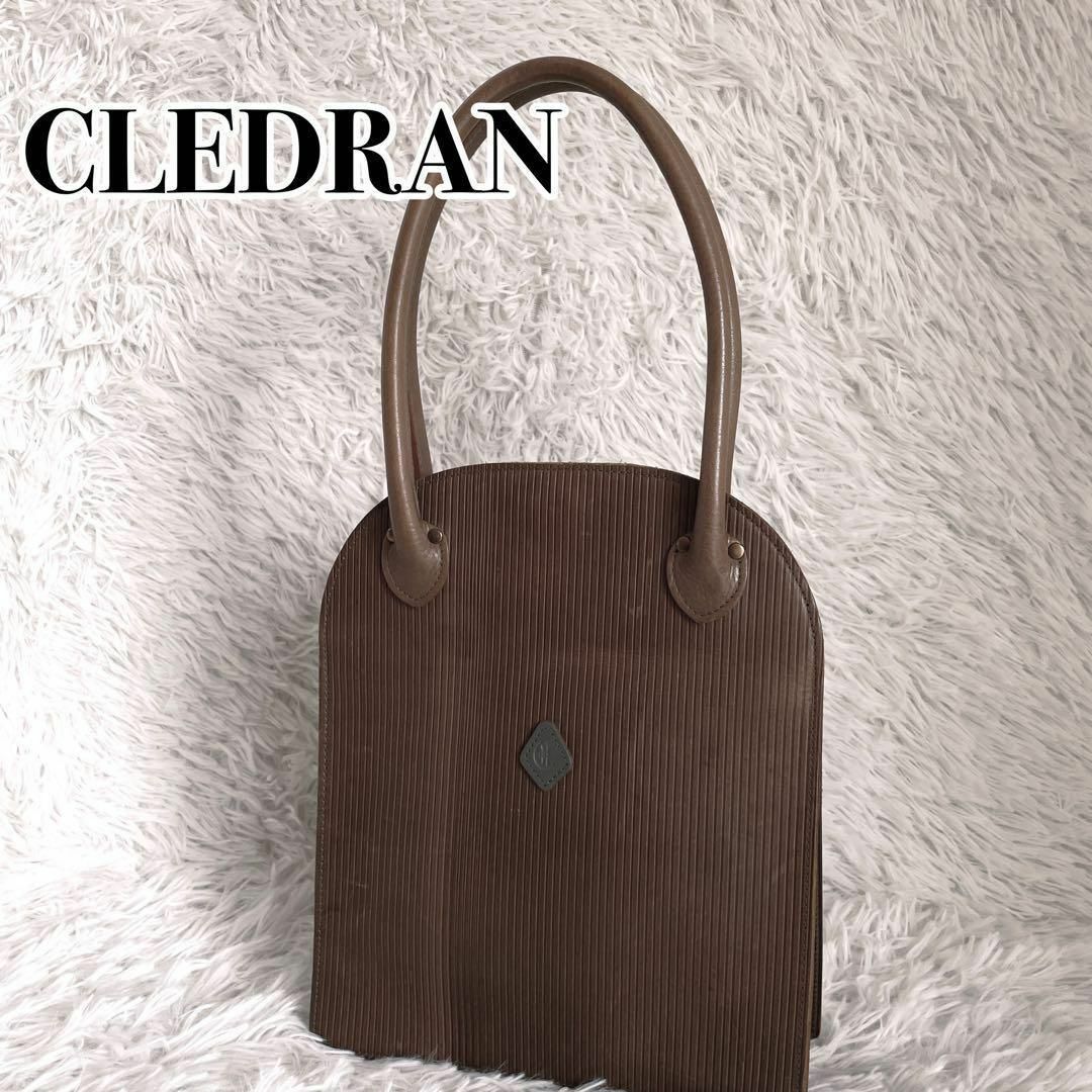 『CLEDRAN』ストライプ型押し ハンドバッグ 本革 レザー