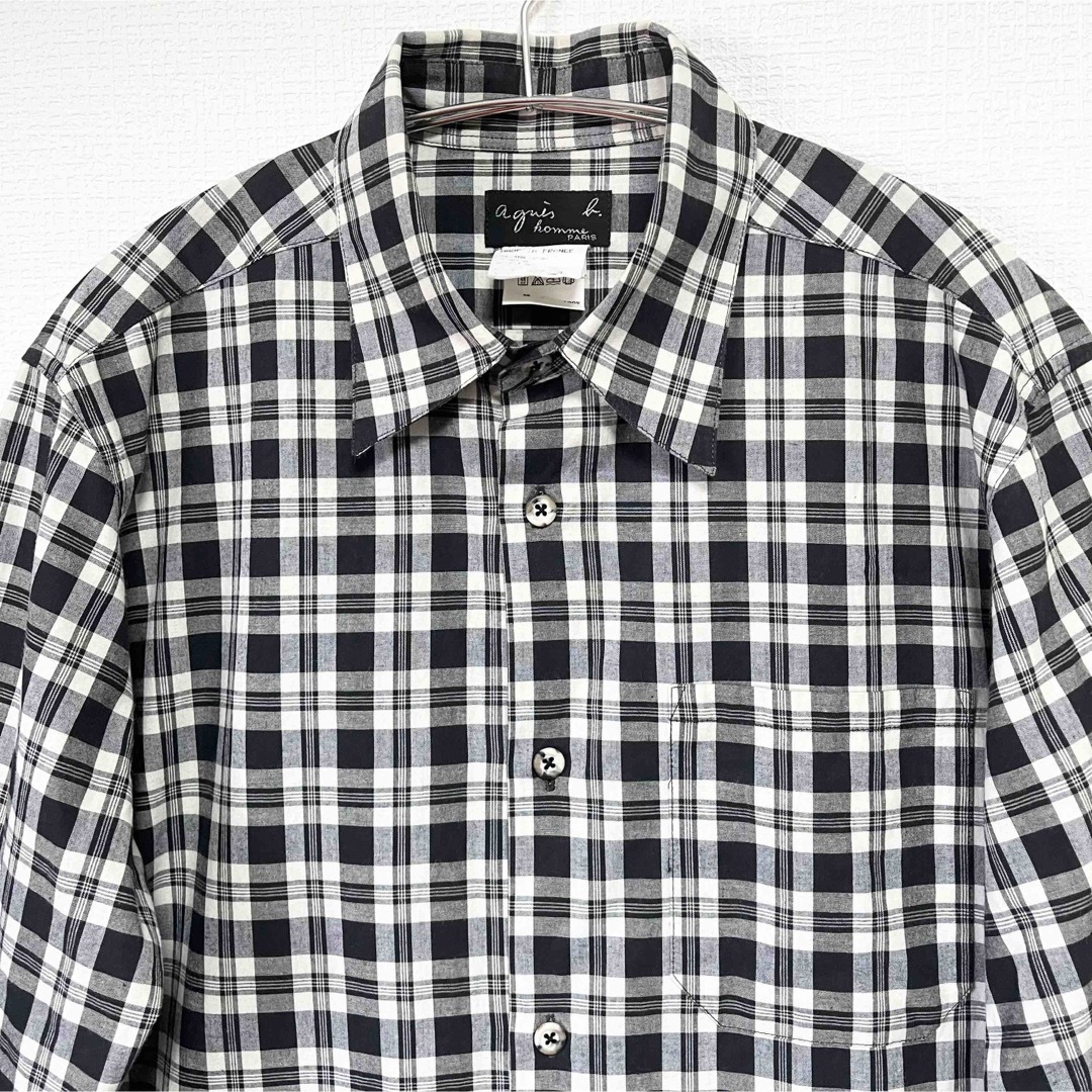 美品】フランス製 agnes b.hommeアニエスベーオムモノトーンチェック