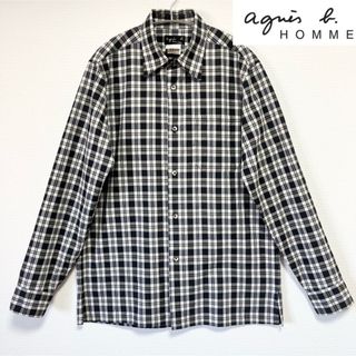 チェック柄素材【美品】フランス製 agnes b.hommeアニエスベーオムモノトーンチェック