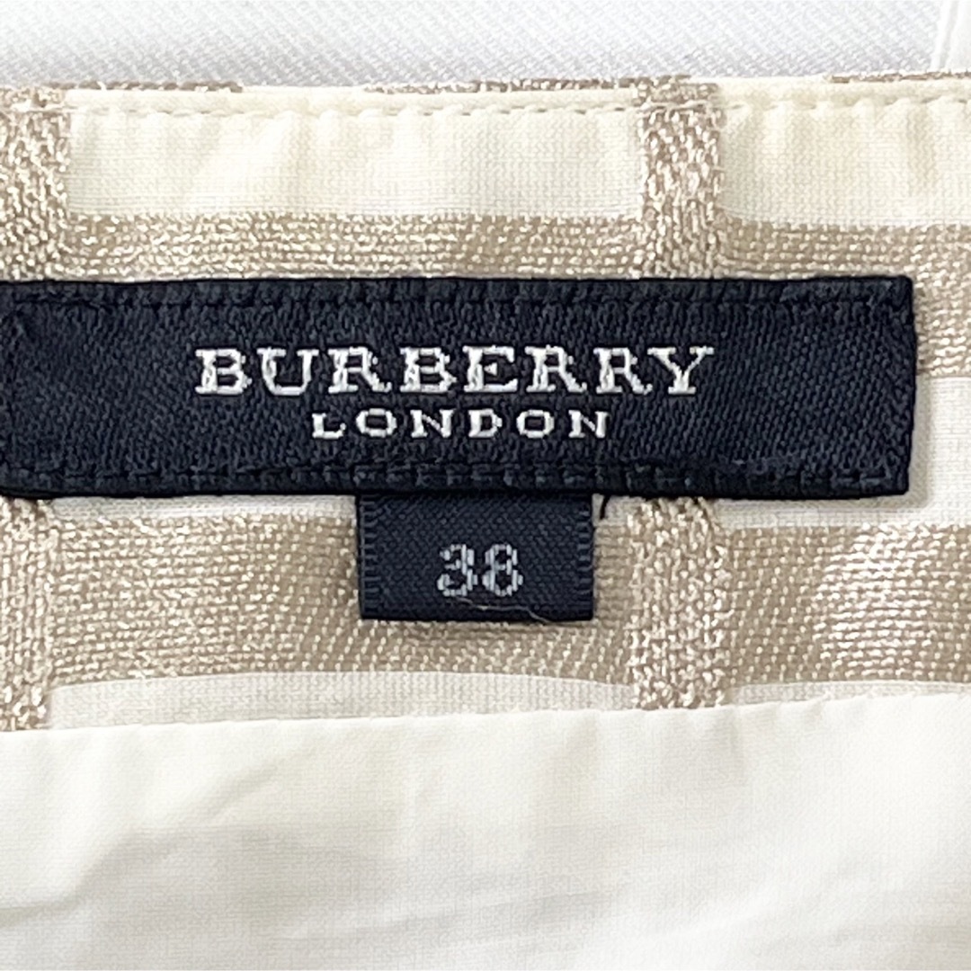 BURBERRY(バーバリー)の【超美品】BURBERRY バーバリー シルク混ゴールド ノバチェック柄スカート レディースのスカート(ひざ丈スカート)の商品写真