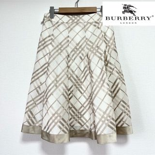 バーバリー(BURBERRY)の【超美品】BURBERRY バーバリー シルク混ゴールド ノバチェック柄スカート(ひざ丈スカート)