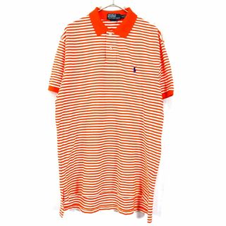 ポロラルフローレン(POLO RALPH LAUREN)のSALE/ Polo by Ralph Lauren ポロバイラルフローレン 半袖 ポロシャツ アメカジ ワンポイントロゴ ボーダー オレンジ(メンズ XL) 中古 古着 O0505(ポロシャツ)