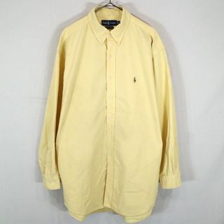 ポロラルフローレン(POLO RALPH LAUREN)のSALE/ Polo by Ralph Lauren ポロバイラルフローレン ボタンダウン長袖シャツ ワンポイントロゴ ライトイエロー (メンズ 17 1/2) 中古 古着 O0536(シャツ)