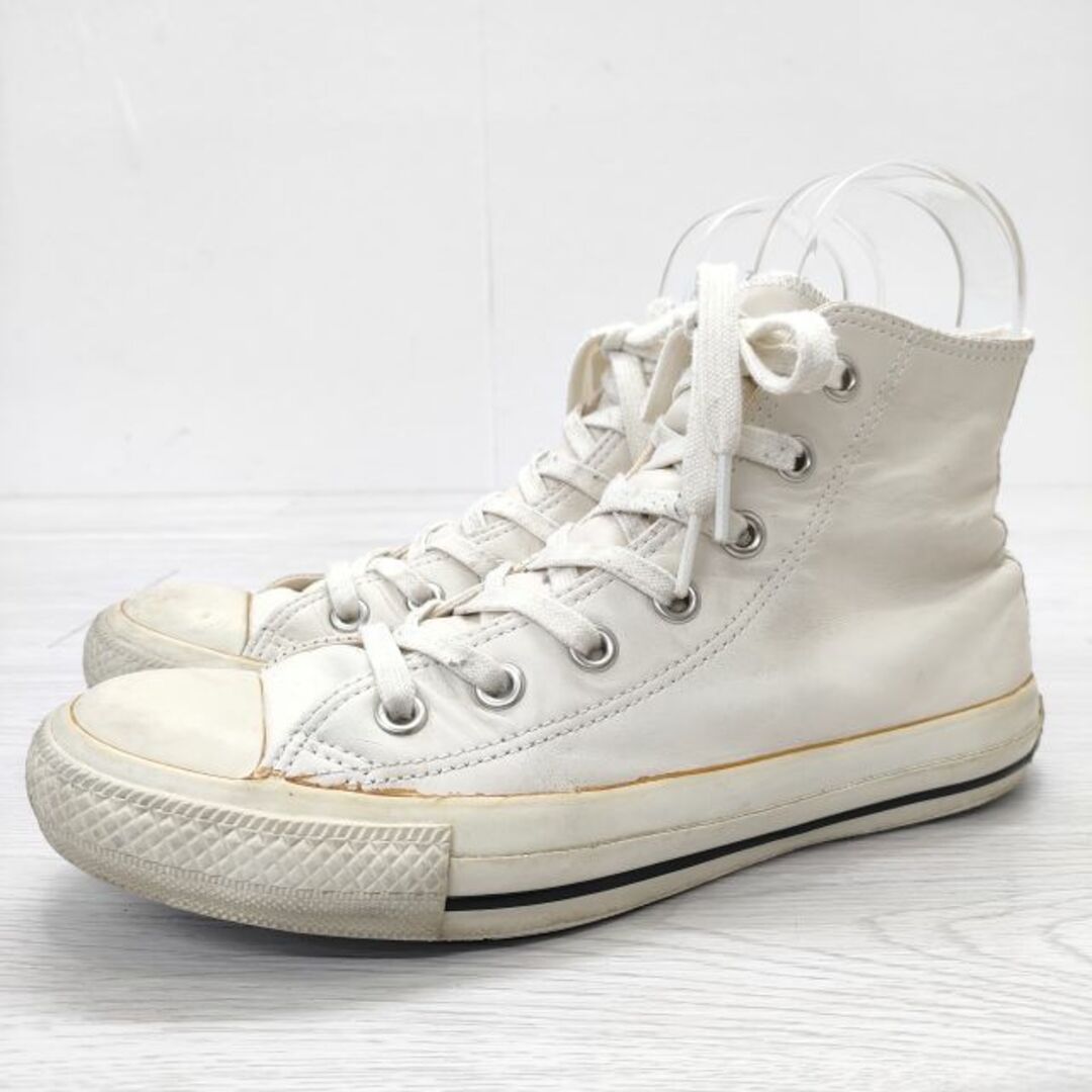 CONVERSE(コンバース)のCONVERSE/MHL. ALLSTAR ハイカット 24.5cm レザー スニーカー オフホワイト レディース コンバース/エムエイチエル【中古】3-0905G◎ レディースの靴/シューズ(スニーカー)の商品写真