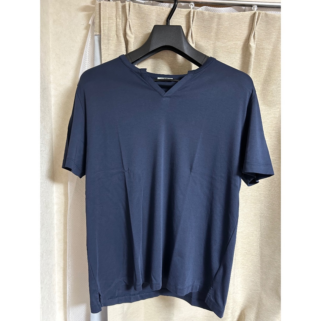 未使用 nomiamo ノミアモ スーピマコットン キーネックTシャツ 50 紺