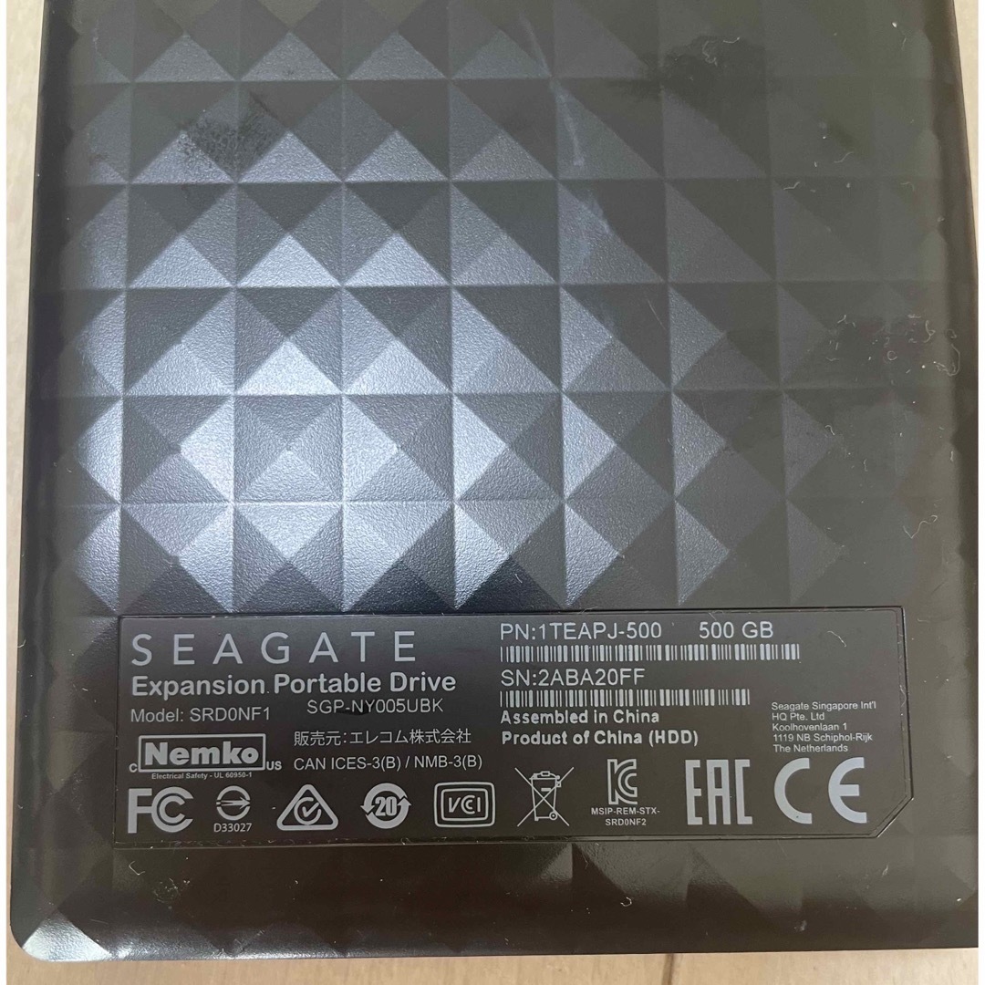 SEAGATE(シーゲイト)の外付けハードディスク／ポータブル／500GB／エレコム／SEAGATE スマホ/家電/カメラのPC/タブレット(PC周辺機器)の商品写真