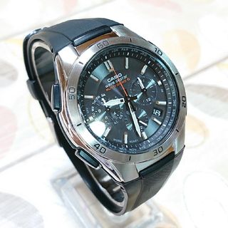 カシオ(CASIO)の美品【CASIO／WAVECEPTOR】電波ソーラー クロノグラフ メンズ腕時計(腕時計(アナログ))