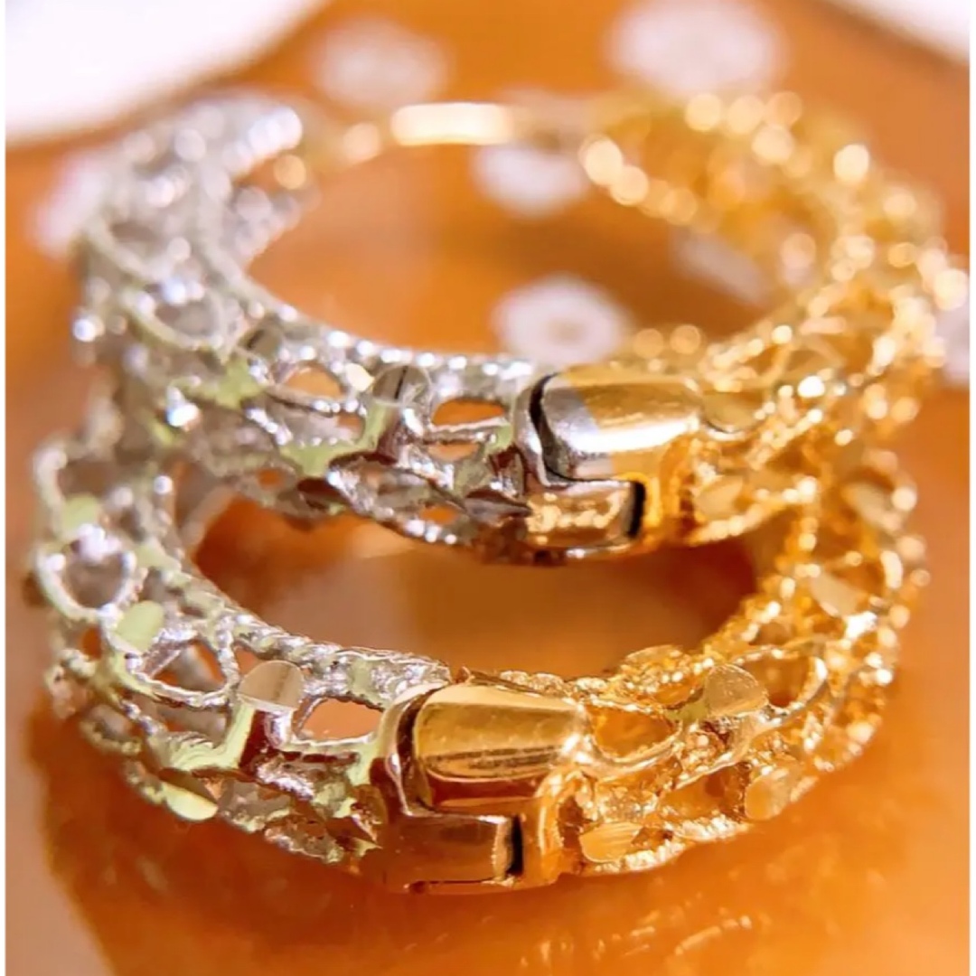 豪華❣️コンビカラー❗️k18 フープピアス k18クラシカルフープピアス