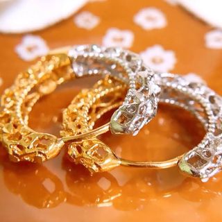 豪華❣️コンビカラー❗️k18 フープピアス k18クラシカルフープピアス