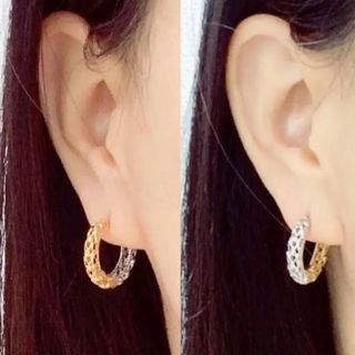 豪華❣️コンビカラー❗️k18 フープピアス k18クラシカルフープピアス