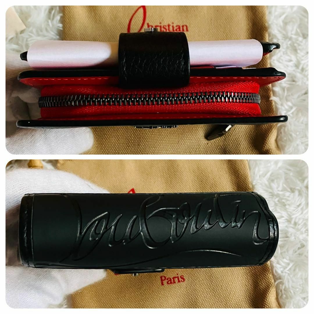【極美品・付属品完備】ルブタン パロマミニウォレット 二つ折り財布 レザー 黒赤