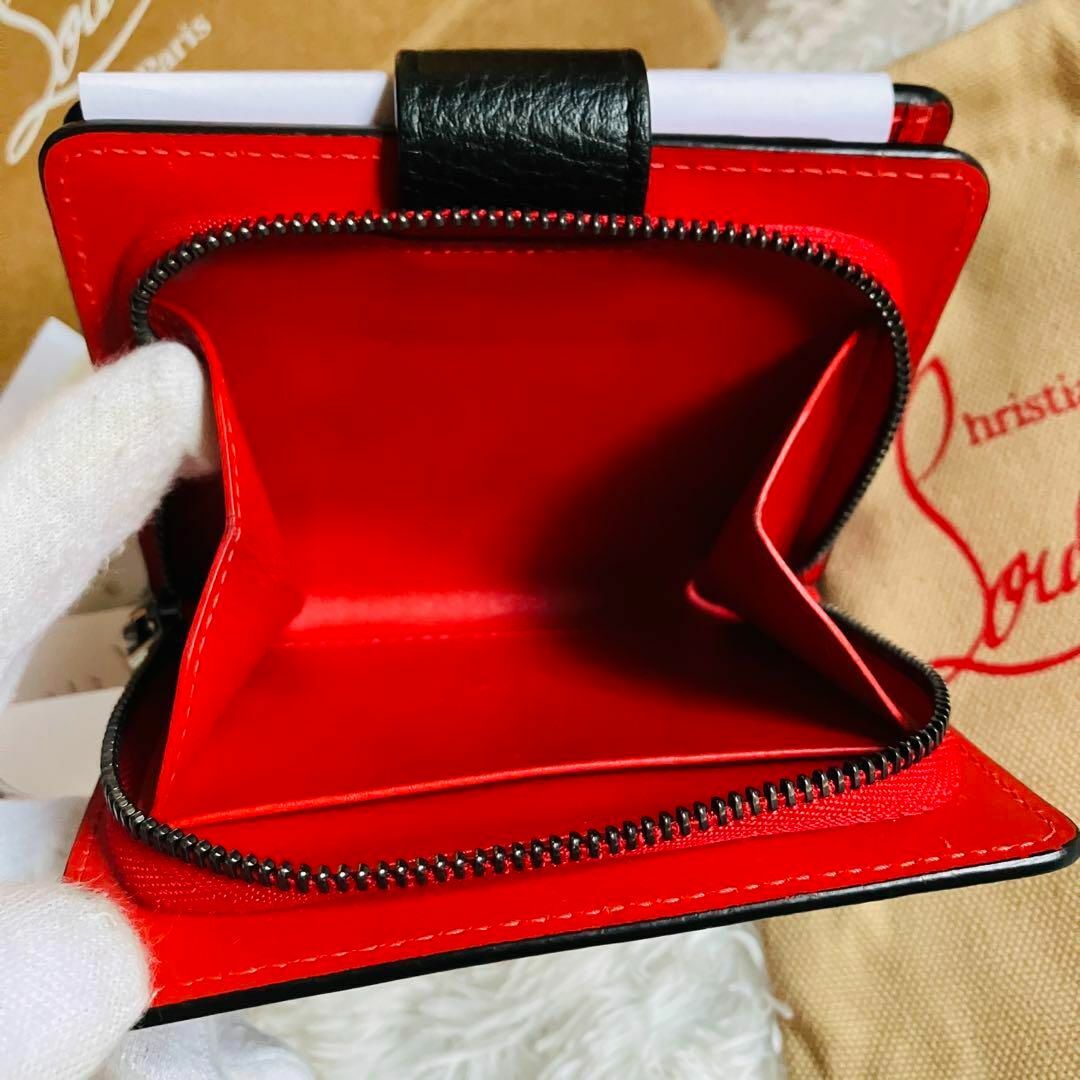 【極美品・付属品完備】ルブタン パロマミニウォレット 二つ折り財布 レザー　黒赤