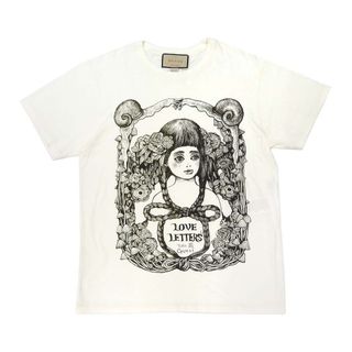 グッチ(Gucci)のグッチ ヒグチユウコ コラボ LOVE LETTERS Tシャツ 615044 レディース アイボリー GUCCI 【中古】 【アパレル・小物】(Tシャツ(半袖/袖なし))