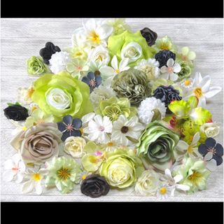 NO 0909-06 造花 花材 まとめ売り ハンドメイド 素材 セット 花　緑(各種パーツ)