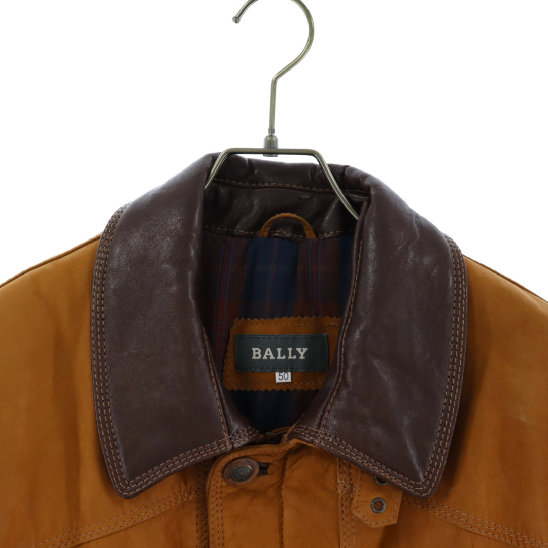 BALLY バリー ジップアップ ボタンダウン レザージャケット ベージュ