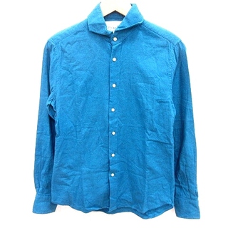 エディフィス(EDIFICE)のエディフィス EDIFICE Belesto シャツ 長袖 44 青 ブルー(シャツ)