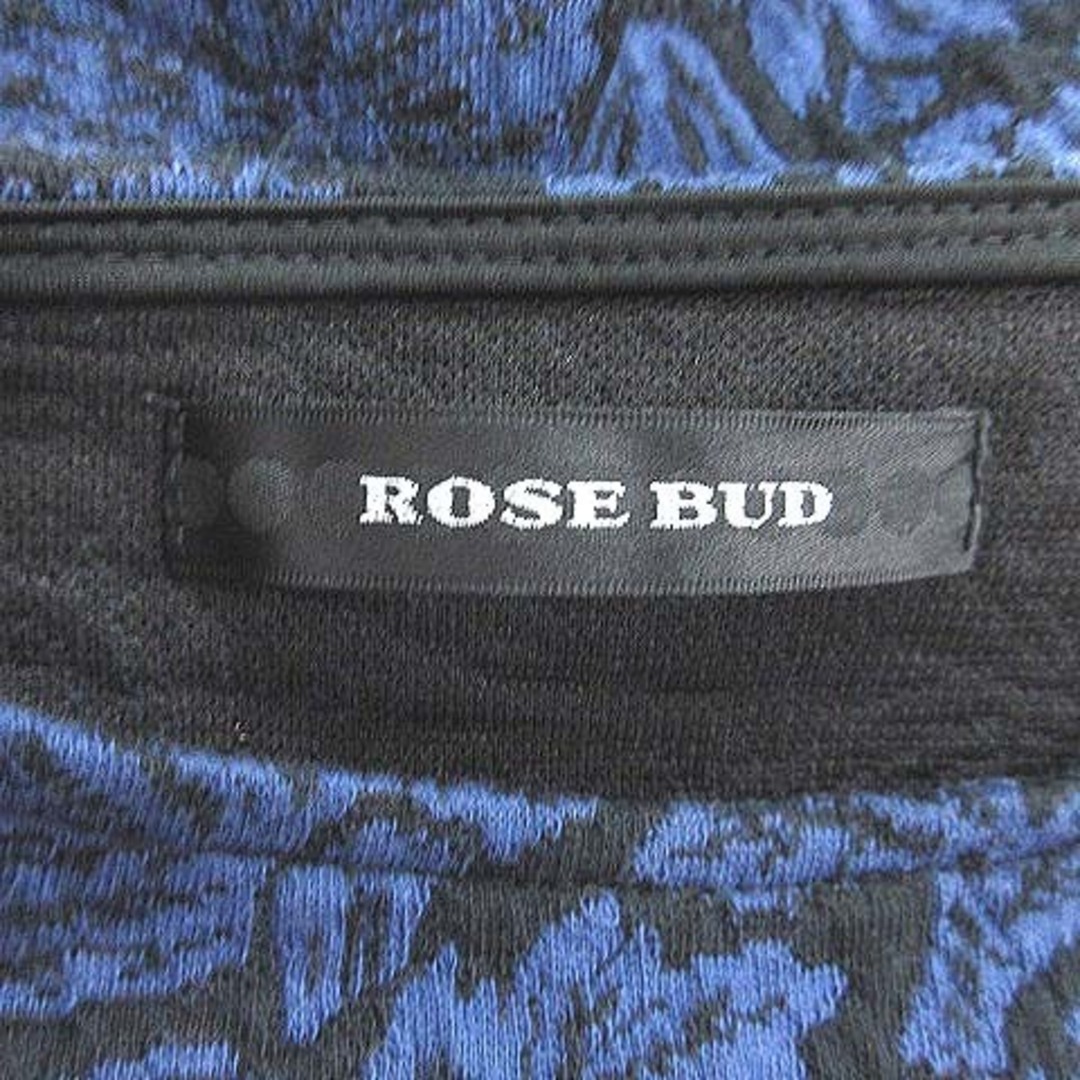 ROSE BUD(ローズバッド)のローズバッド ジャガードニット カットソー 長袖 花柄 プリーツ F 紺 ■MO レディースのトップス(ニット/セーター)の商品写真