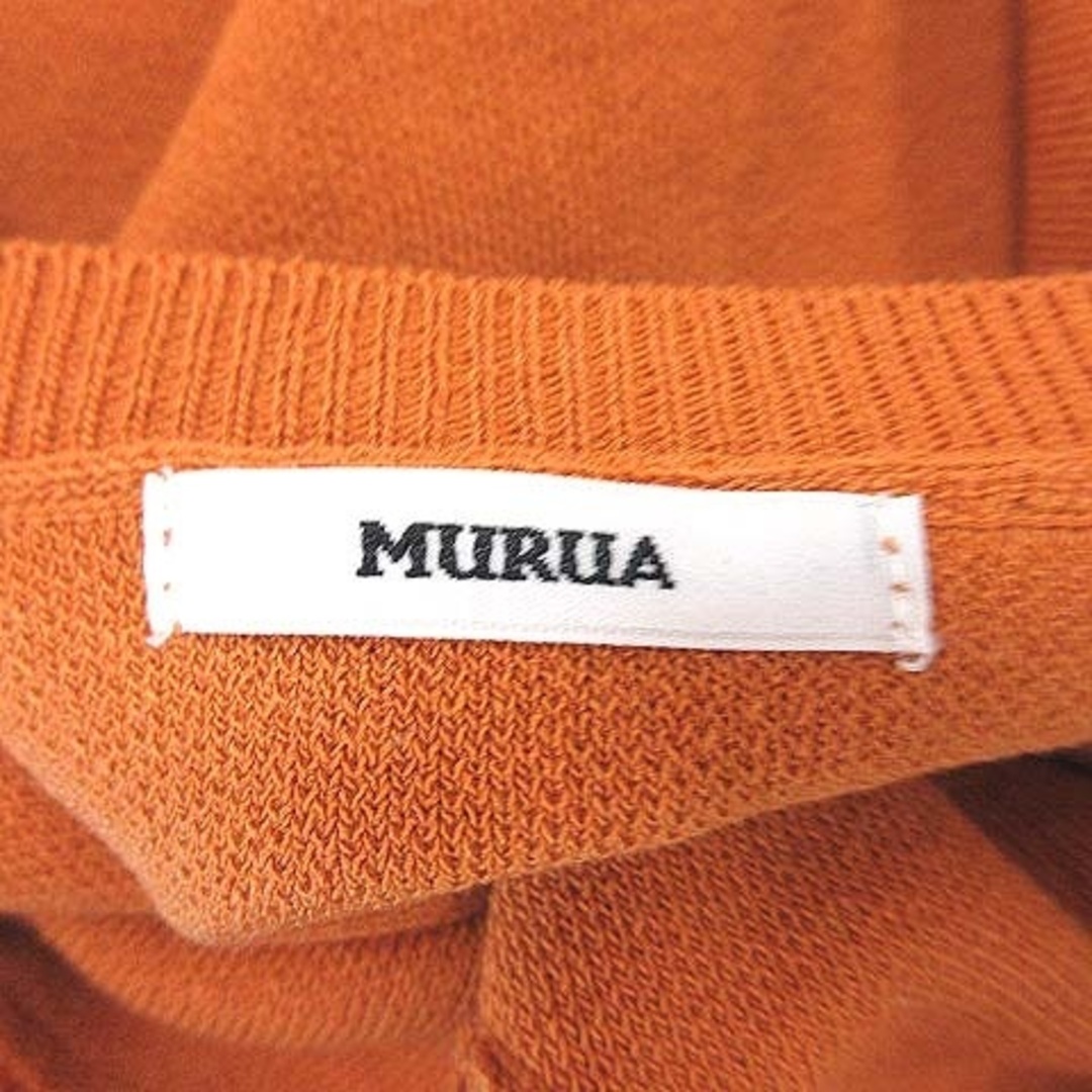 MURUA(ムルーア)のムルーア ニット カットソー 七分袖 Vネック ライン 切替 F 茶 ■MO レディースのトップス(ニット/セーター)の商品写真