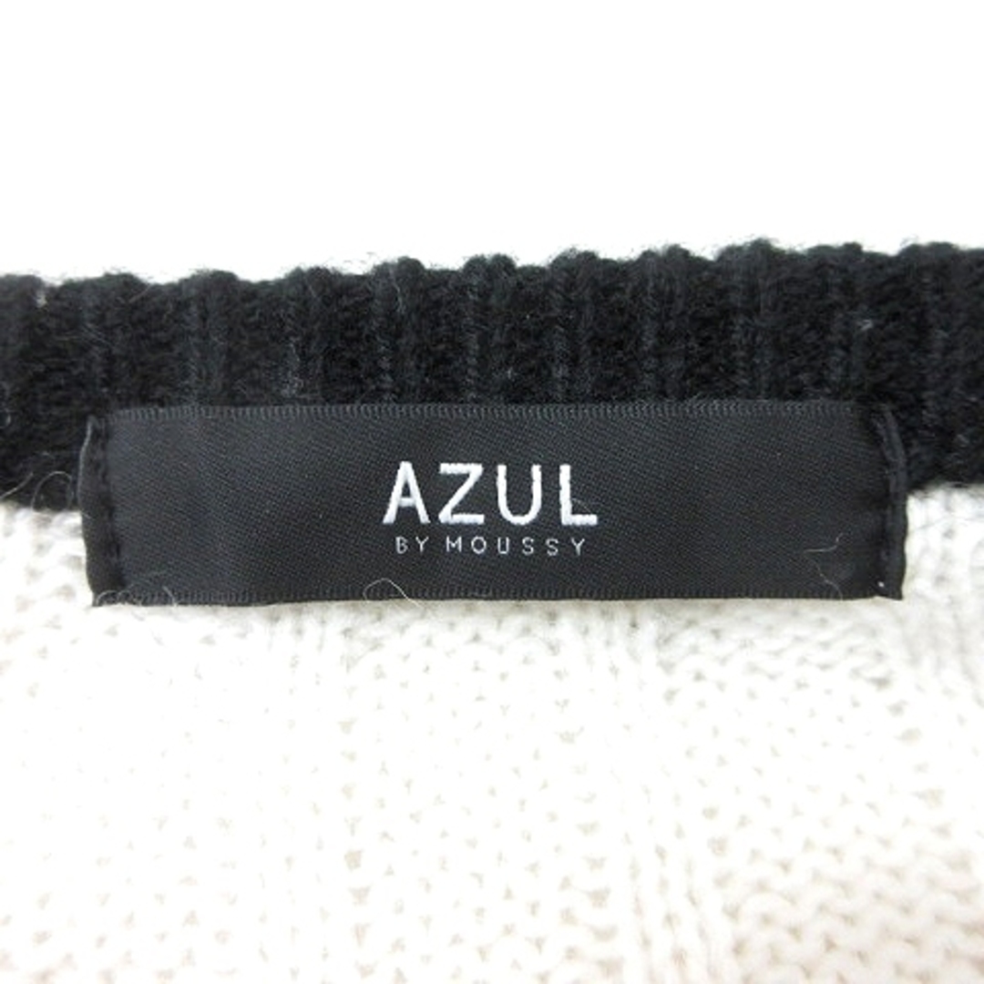 AZUL by moussy(アズールバイマウジー)のアズールバイマウジー ニット セーター ボーダー 長袖 L 白 黒 ■MO メンズのトップス(ニット/セーター)の商品写真