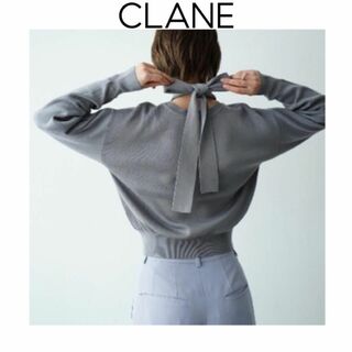 CLANE - 新品 CLANE ダブルフェイスネックリボンニットトップス グレー