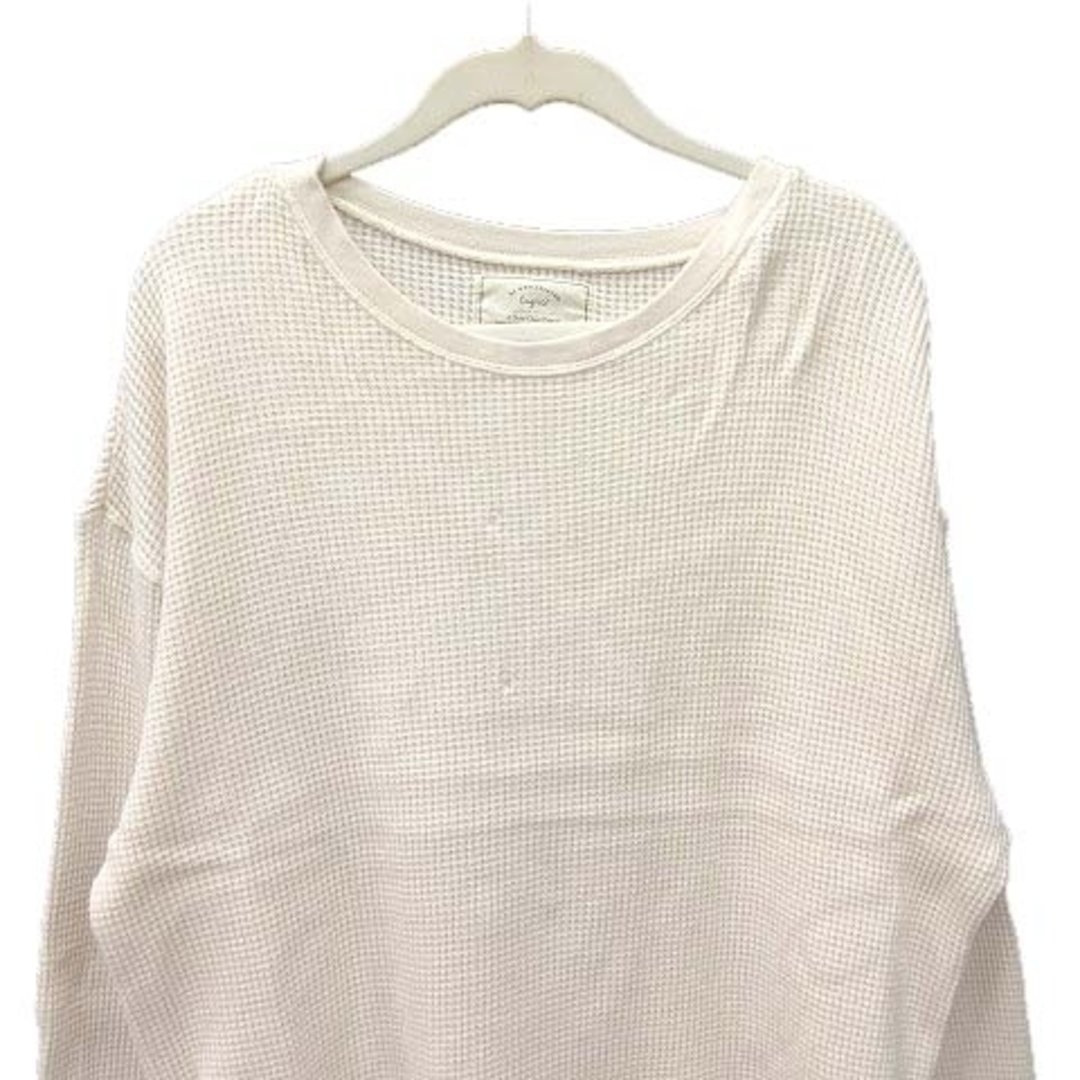 アングリッド Tシャツ ワッフル地 長袖 クルーネック F 白 ■MO