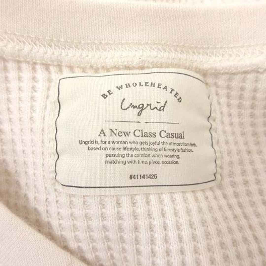 アングリッド Tシャツ ワッフル地 長袖 クルーネック F 白 ■MO