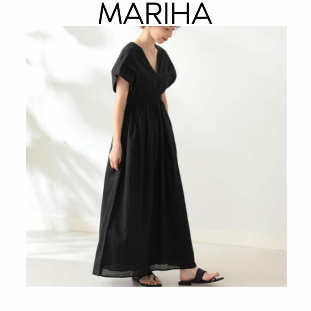 MARIHA 夏の光のドレス　ブラック　黒　マキシ丈　ワンピース S 36 半袖